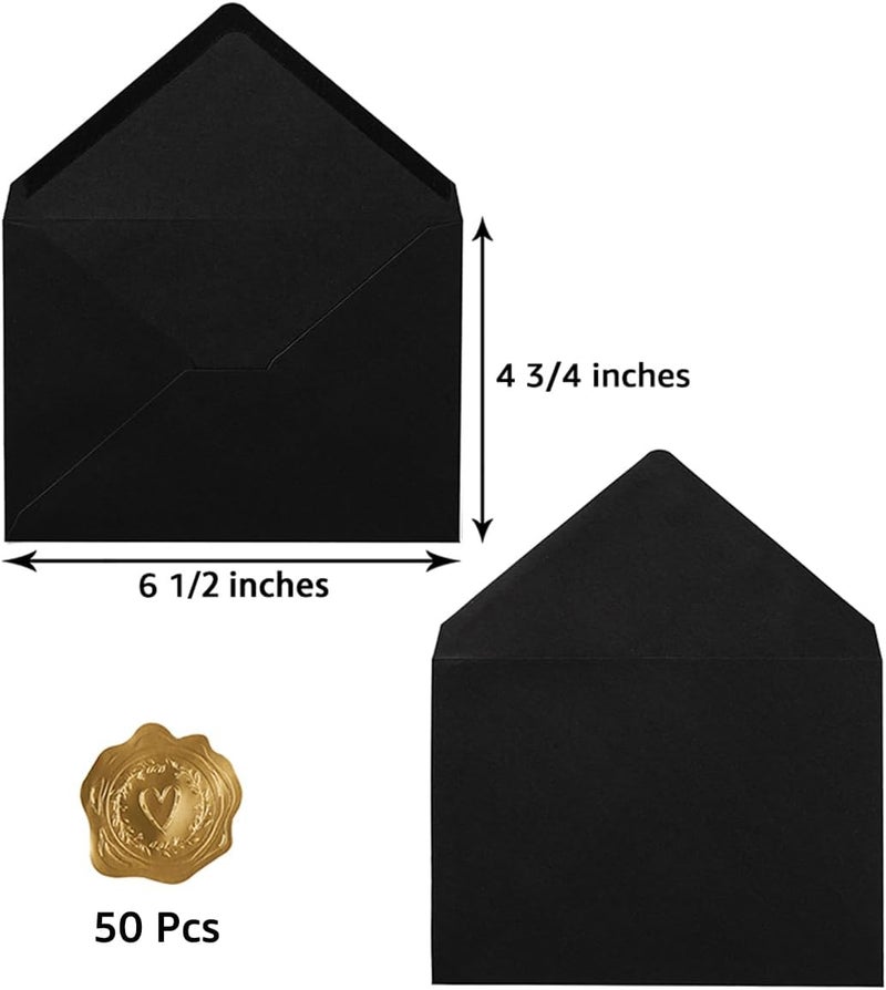 Toperd 50 Pack A6 Envelopes for 4 x 6 Greeting Cards, Birthday Party, Photos, Baby Shower and Wedding Invitation Cards, 6 1/2 x 4 3/4 Inches (Black) - Image 2